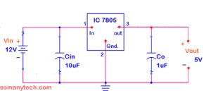 9v to 5v converter using IC 7805