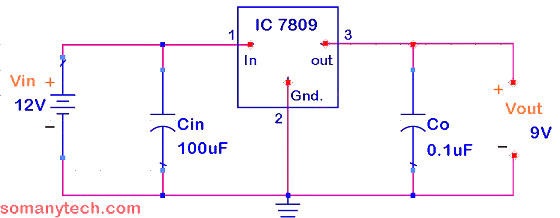 12v to 5v converter circuit diagram dc ic7805