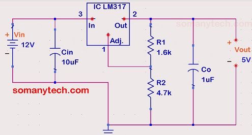 12v to 5v Converter- 4 Simple Circuits for projects - SM Tech