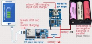 power bank circuit with module TP4056 and diagram connection