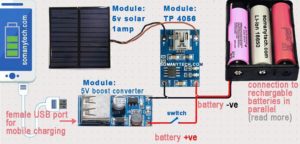 solar power bank circuit and module connection usnig TP4056