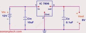 12v to 6v converter using LM7806 linear regulator