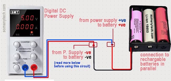 how to charge 18650 battery without charger using dc power supply diy