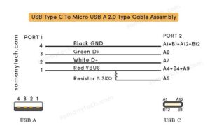 USB Type C wiring diagram- Charging Cable diagram - SM Tech