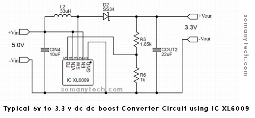5v to 3.3v dc to dc boost converter with IC XL6009