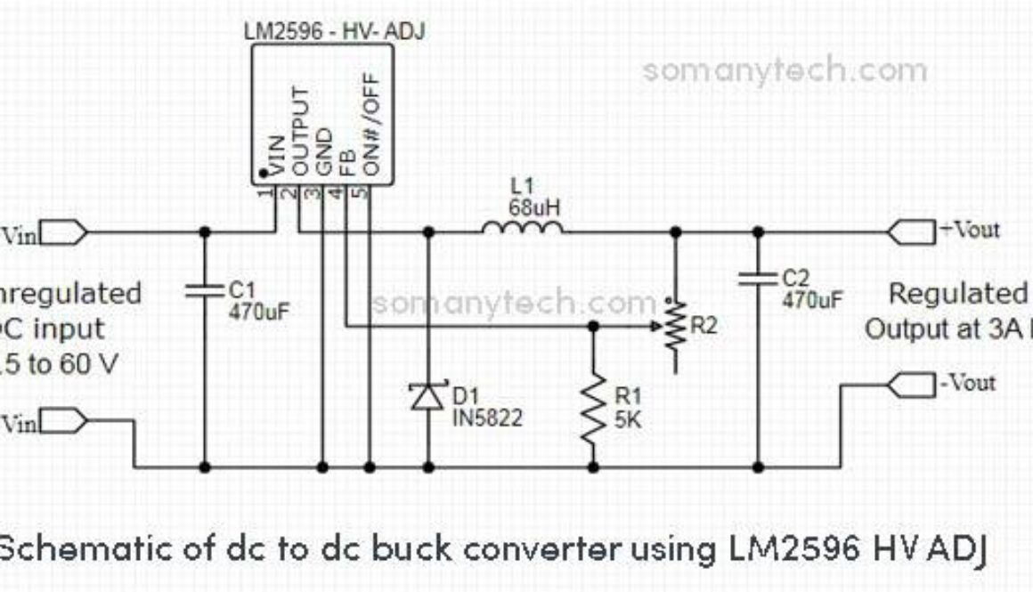 IC LM2596 HV ADJ dc dc buck converter schematic diagram