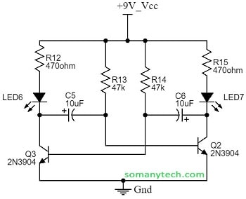 Blinking LED circuit using transistor with explanation in detail