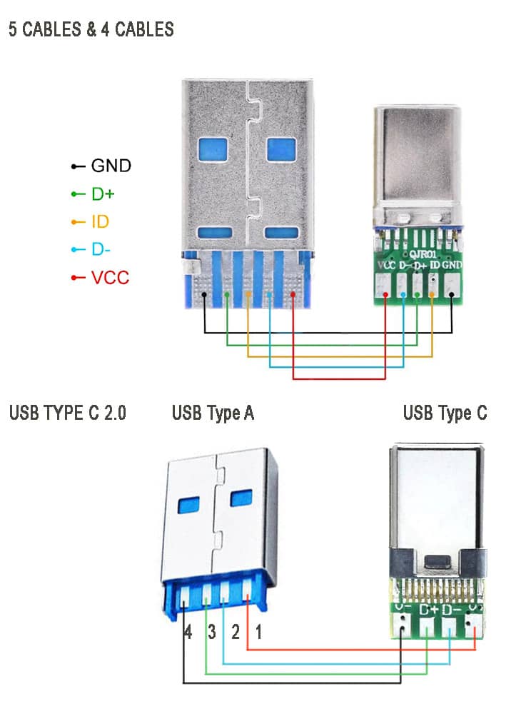 usb type c connector charger cable pinout wiring diagram