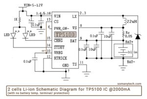 2s dual Li-ion cell 8.4V TP5100 schematic datasheet manual