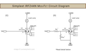 simple Arduino IRFZ44N circuit, all purpose switch diagram.